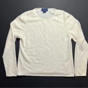Women’s Charter Club 2-Ply Cashmere Sweater, Size Large, Ivory, See measurements